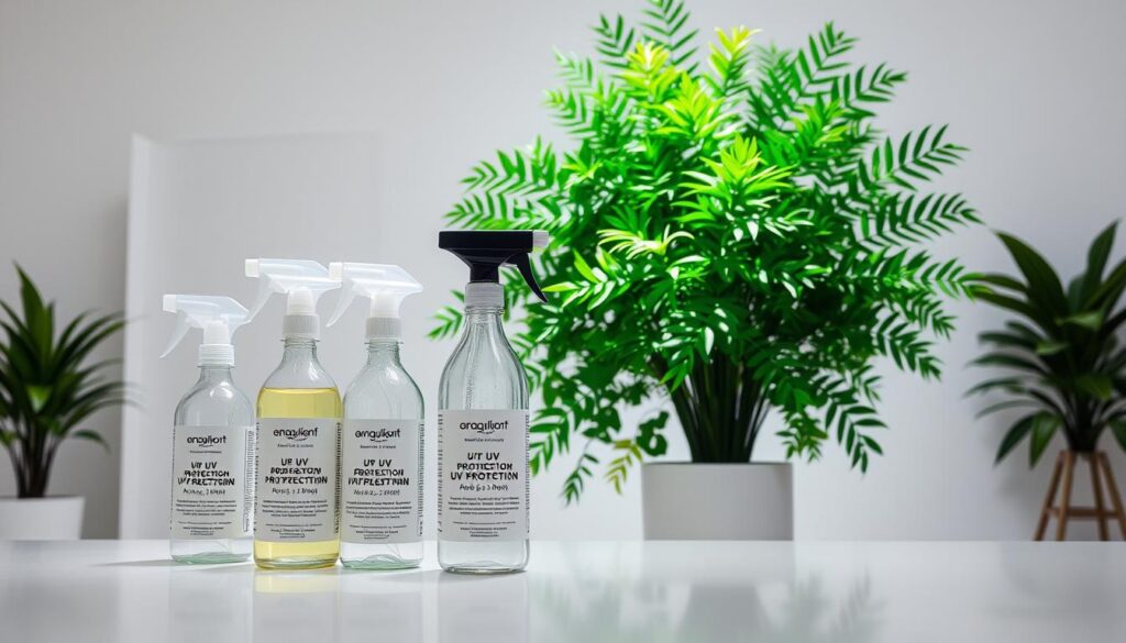 UV sprays for artificial plant maintenance
