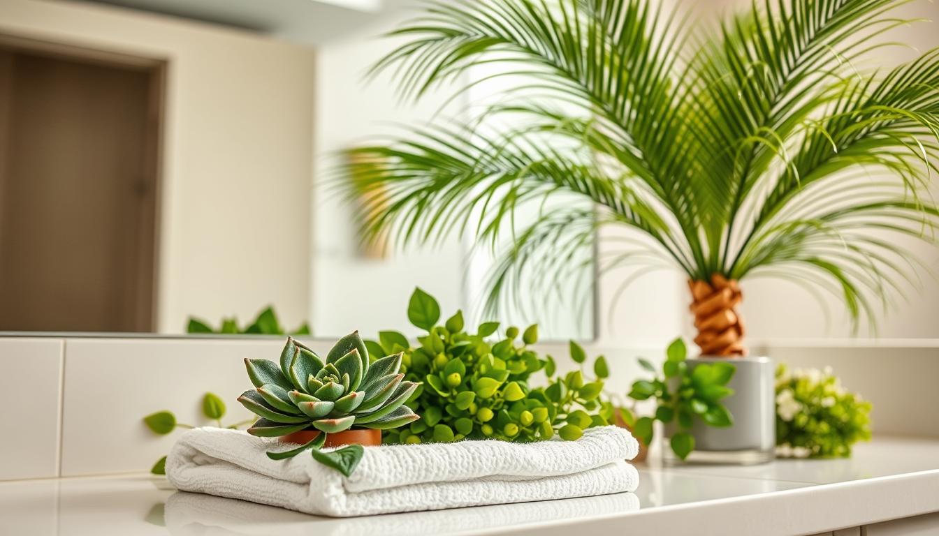 bathroom faux plants