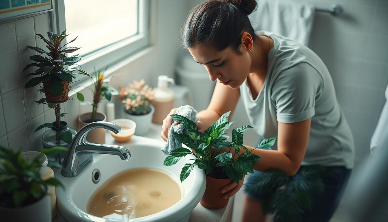 cleaning fake plants in humidity