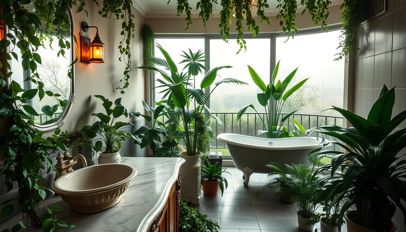 fake plants in humid bathrooms