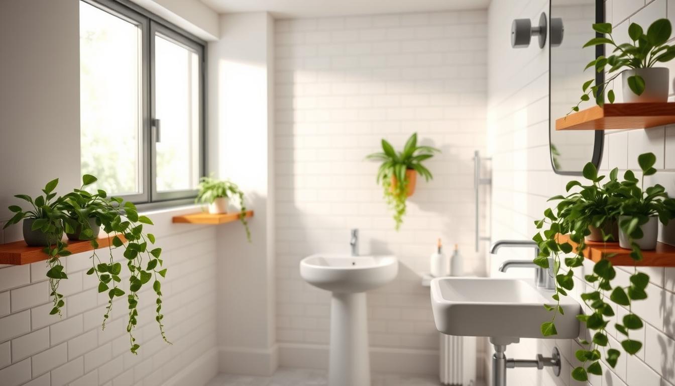 faux plants in bathroom decor